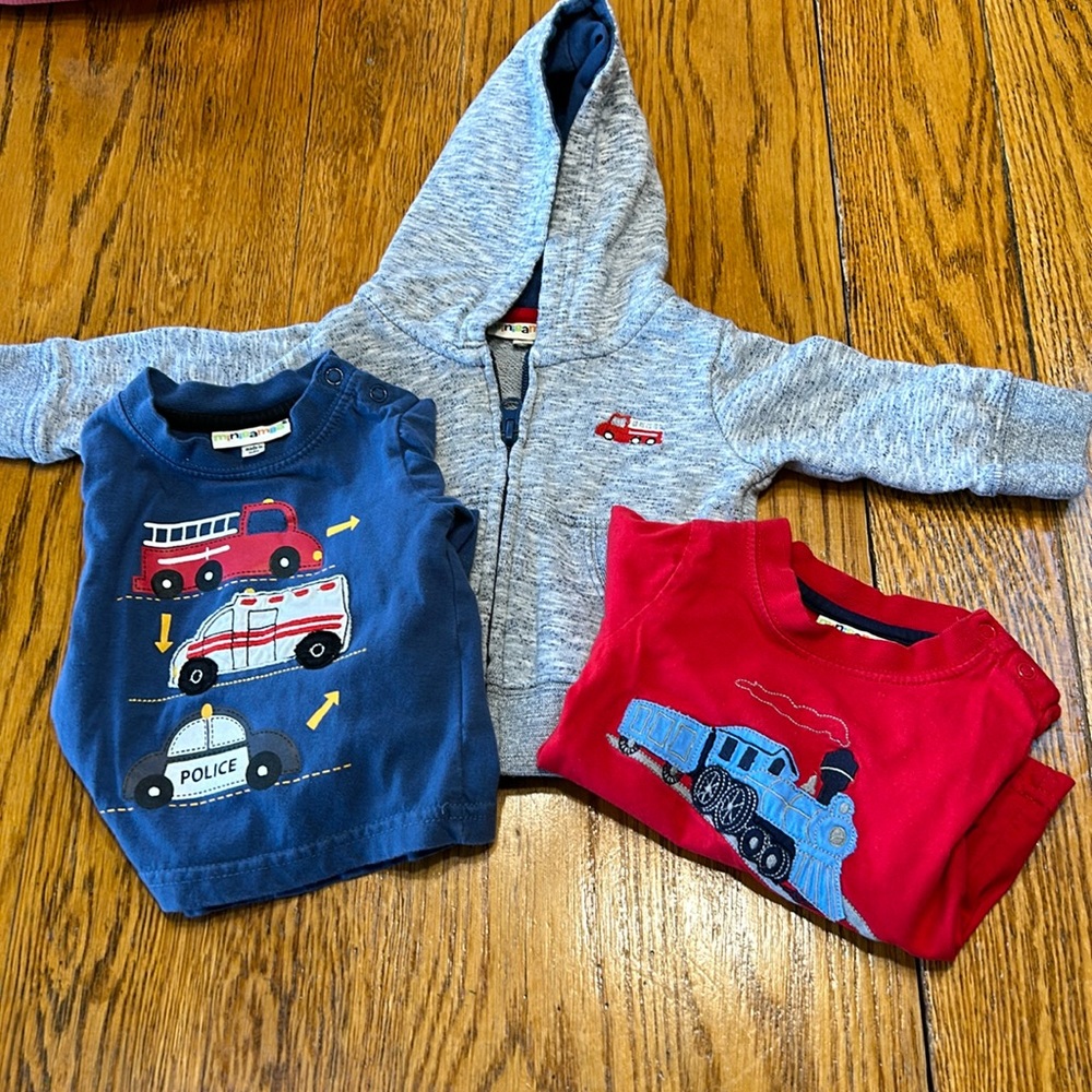 Vintage minibamba infant set. Two shirts and hoodie jacket. Size 3 months.
